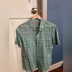 Prada Green and Gray Checkered Men's Shirt
